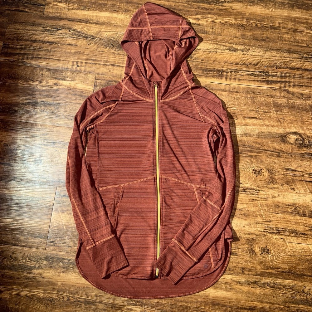 Athleta Red Gold Full Zip Lightweight Hooded Jacket Athletic Womens Medium MT